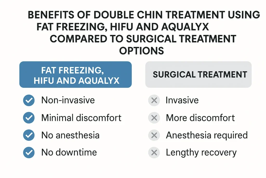 Graphic about the benefits of double chin treatment Banbury - from LA LIPO