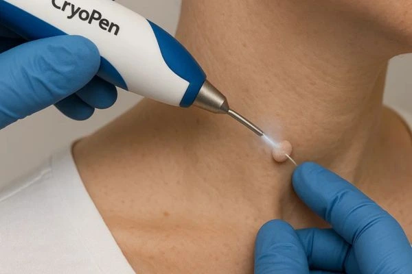 Person receiving Cryotherapy skin tag removal Banbury